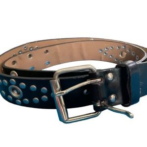 Faux Black leather belt with silver Detail Unisex